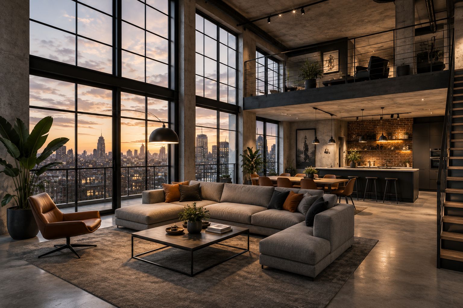 City loft met zachte materialen