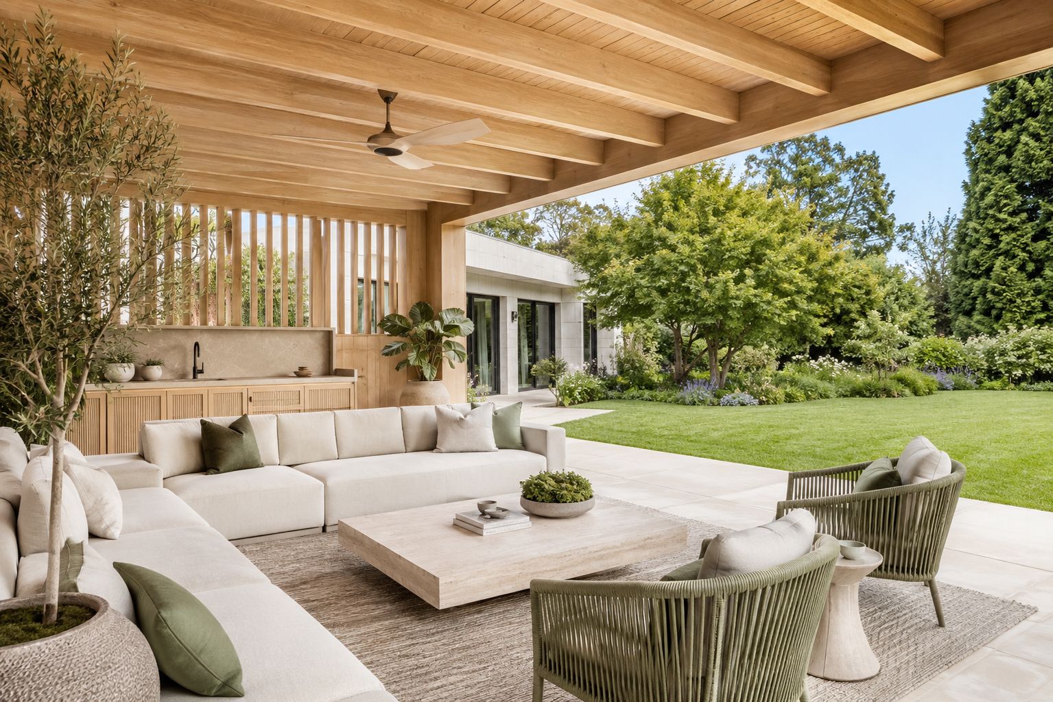 Villa lounge met uitzicht op tuin
