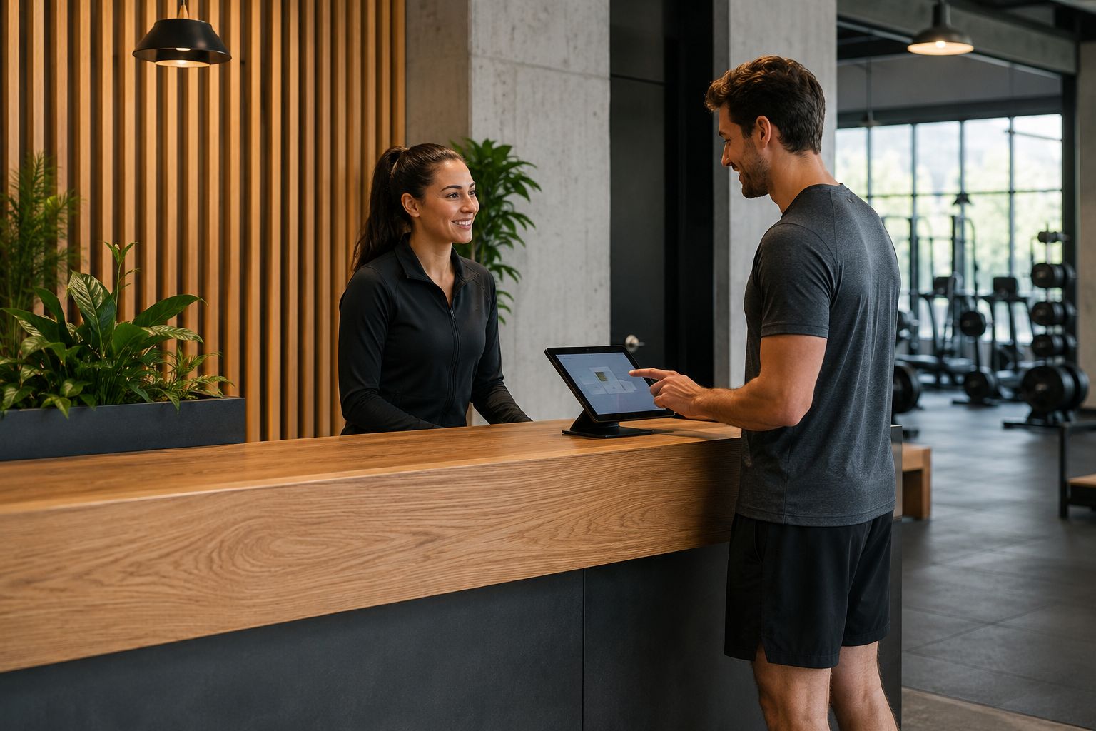 Ontvangst van de gym