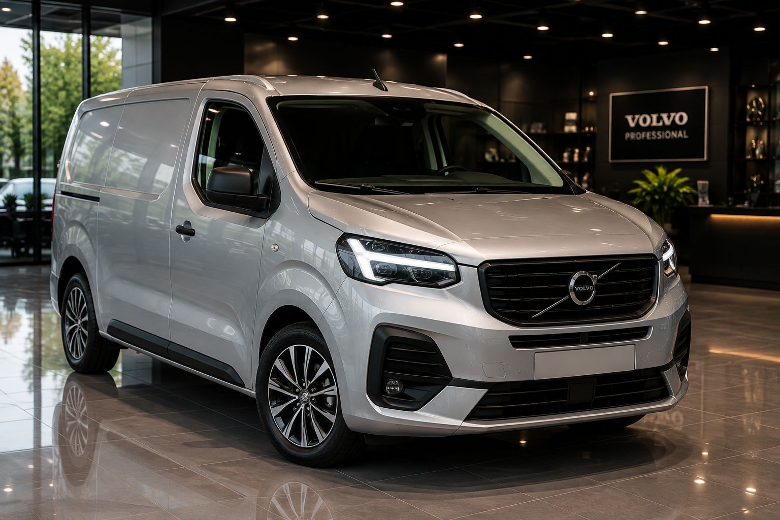 Glanzende Volvo bedrijfswagen in moderne showroom
