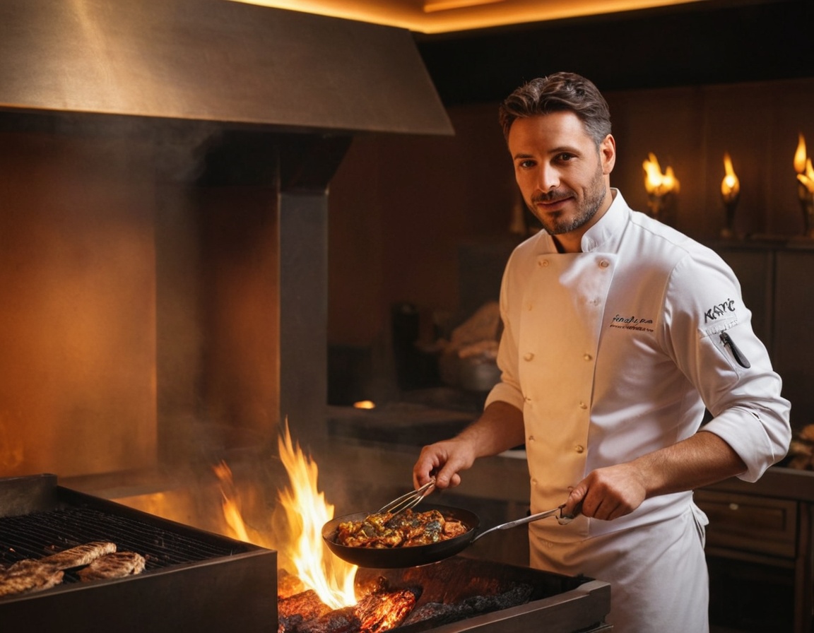 Chef Matteo Varela aan de open grill