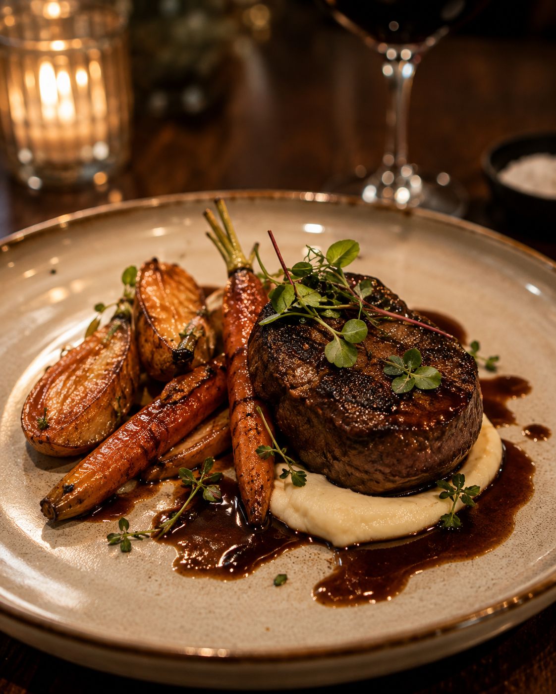Hoofdgerecht in restaurantstijl