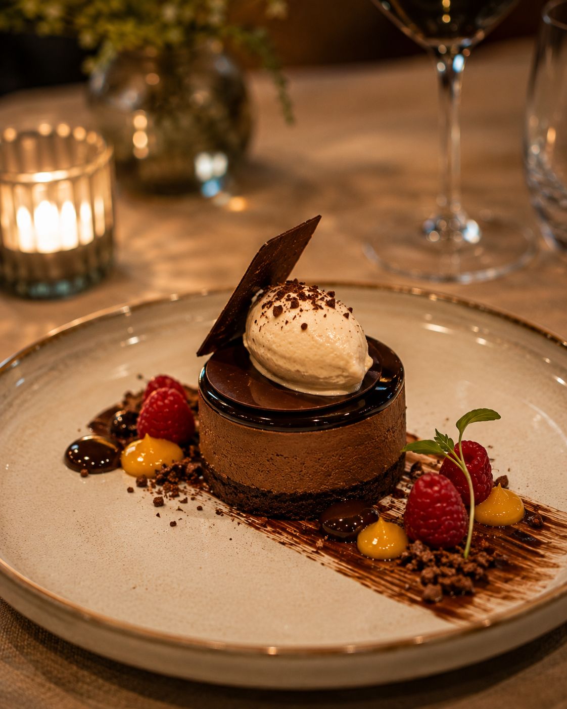 Dessert in restaurantstijl